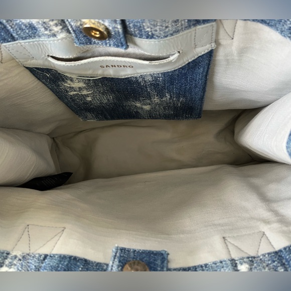 Sandro Kasbah Distressed Denim Tote Bag - Picture 8 of 10